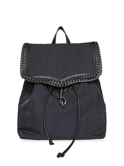 Shop Rebecca Minkoff Chain-trimmed Woven Backpack In Black