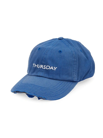 Shop Vetements Women's Thursday Embroidered Weeday Baseball Cap In Thursday Blue