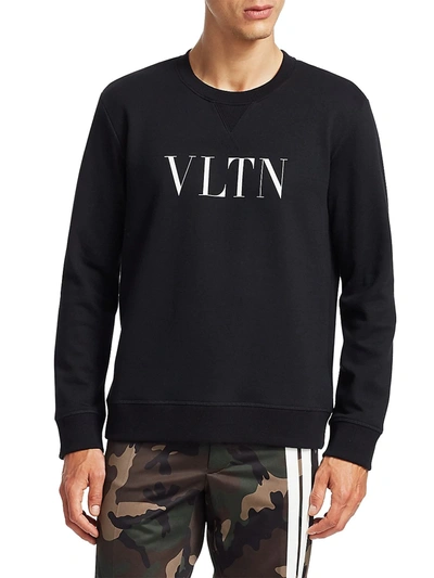 Shop Valentino Men's Vltn Crew Neck Sweatshirt In Black