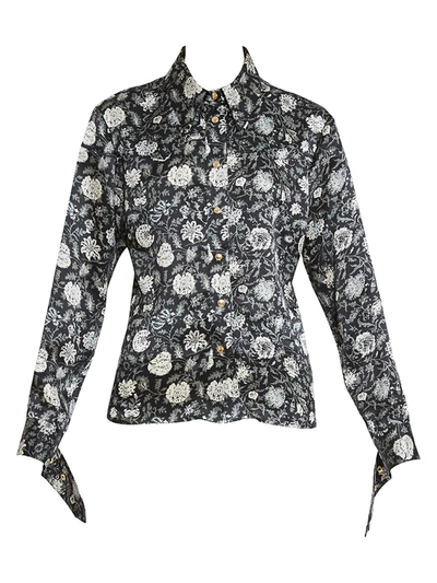 Shop Chloé Women's Floral Silk Western Shirt In Black