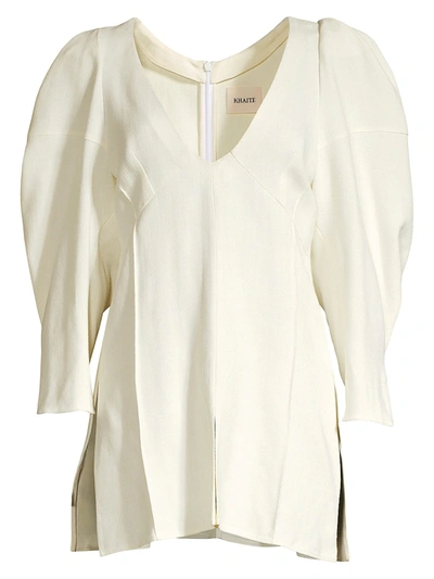 Shop Khaite Women's Jenny Leg-of-mutton Sleeve Top In White