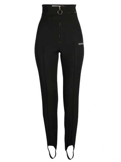 Shop Off-white Women's High-waist Fitted Stirrup Pants In Black