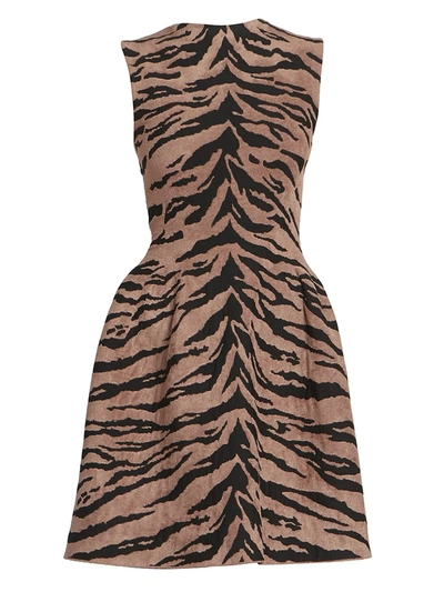 Shop Alaïa Women's Zebra Knit Sleeveless Fit-&-flare Dress In Noir Marron