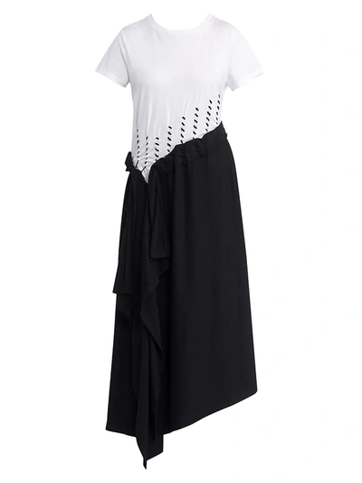 Shop Loewe Women's Woven Asymmetric Jersey Dress In Ecru