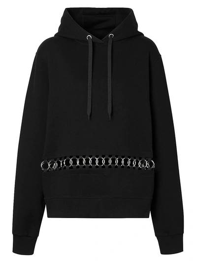 Shop Burberry Women's Poulter Oversized Chain Hoodie In Black