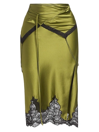 Shop Alexander Wang Women's Foldover Slip Silk Midi Skirt In Serpent