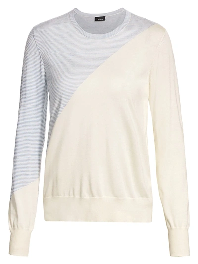 Shop Akris Women's Asymmetric Stripe Cashmere & Silk Fine Knit Sweater In Jasmine Ice