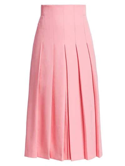 Shop Akris Women's Wool Twill Pleat Front Skirt In Cherry Blossom