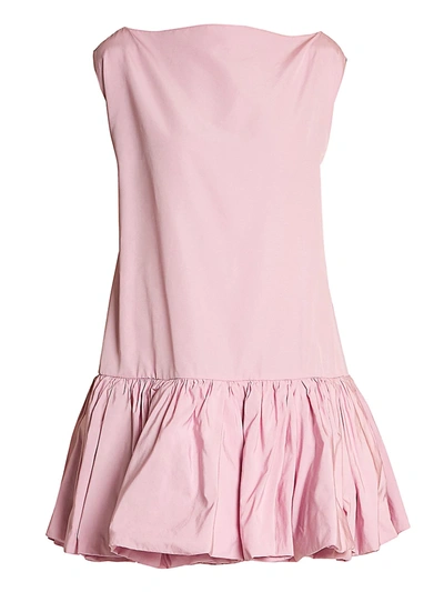 Shop Valentino Women's Micro Faille Drop-waist Dress In Pale Mauve