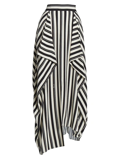 Shop Loewe Women's Stripe Maxi Skirt In Ecru Black
