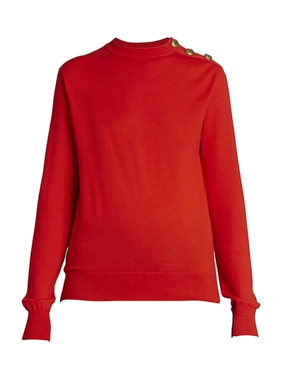 Shop Givenchy Button-trimmed Wool & Silk Sweater In Red