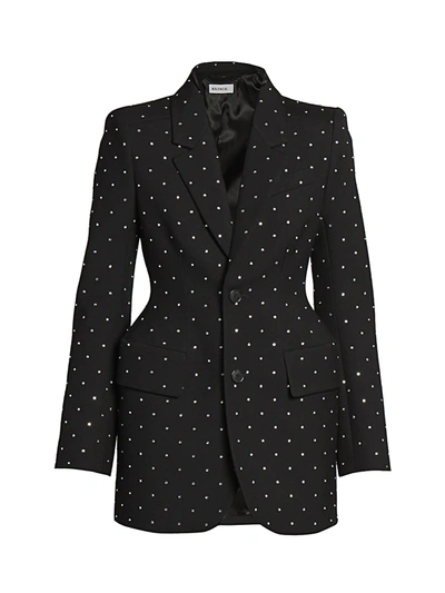 Shop Balenciaga Women's Embellished Hour-glass Wool Jacket In Noir