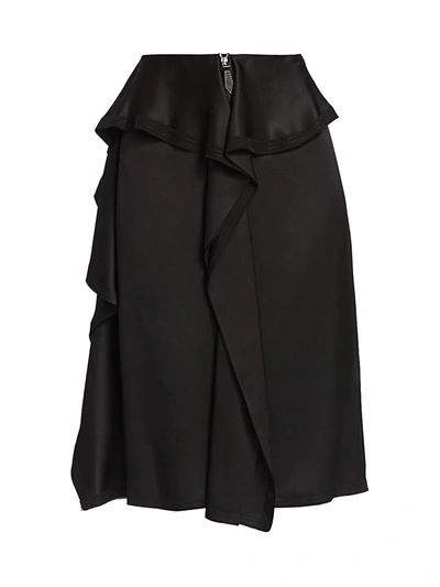 Shop Burberry Martia Ruffle Trim Silk Skirt In Black