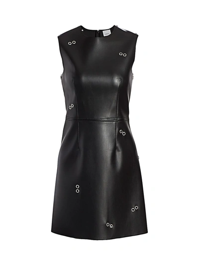 Shop Burberry Women's Coleta Faux Leather Grommet Dress In Black