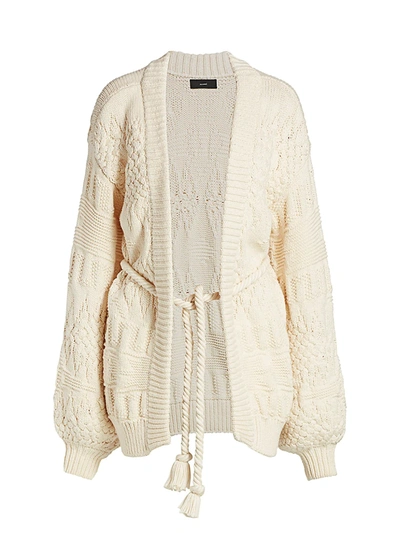 Shop Alanui Women's Torchon Stitch Belted Cardigan In Lapponia White