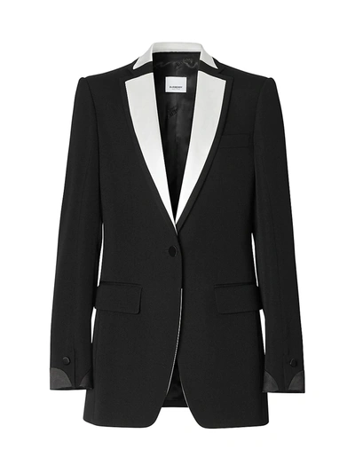 Shop Burberry Natalie Tux Contrast Lapel Wool Jacket In Black