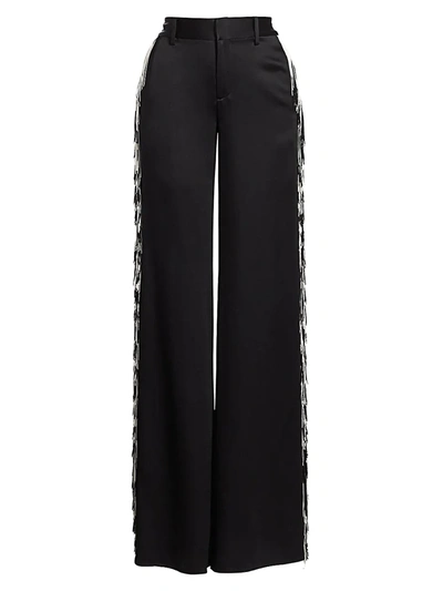 Shop Monse Women's Satin Fringe Pants In Black