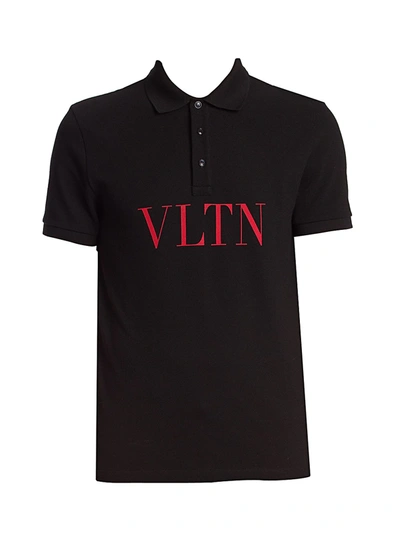 Shop Valentino Men's Graphic Logo Polo In Nero Rosso