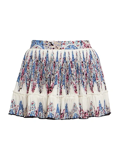 Shop Isabel Marant Women's Novoli Printed Pleated Skirt In White Blue