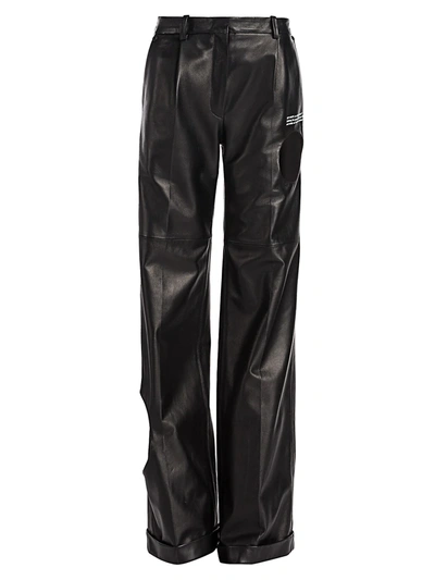 Shop Off-white Women's Meteor Leather Trousers In Black