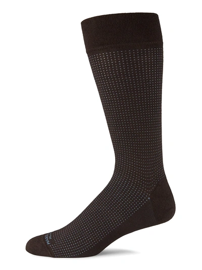 Shop Marcoliani Men's Micro Pin Dot Crew Socks In Dark Brown