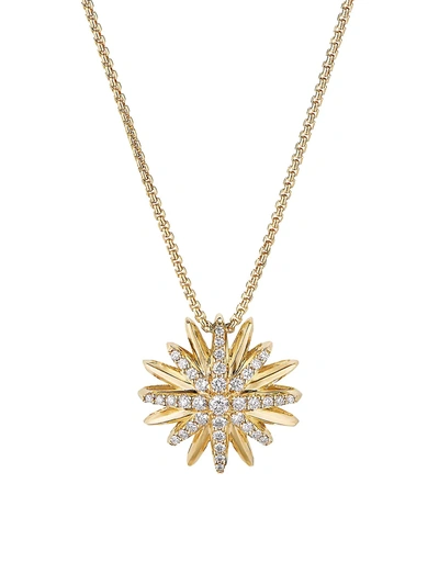 Shop David Yurman Starburst Pendant Necklace In 18k Yellow Gold With Diamonds