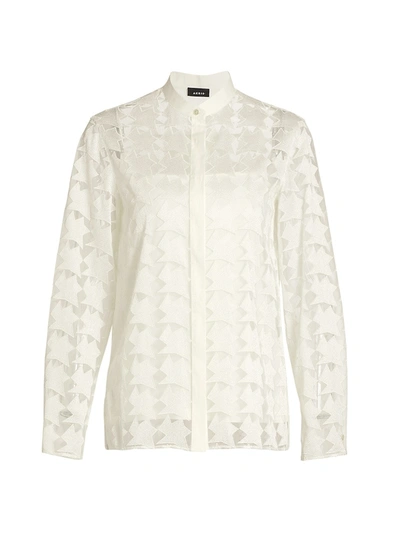 Shop Akris Punto Women's Embroidered Tulle Blouse In Ecru