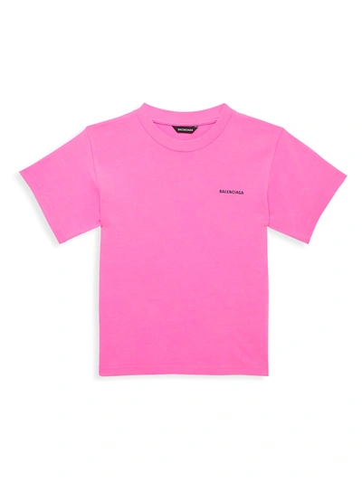 Shop Balenciaga Little Kid's & Kid's Logo Fluorescent T-shirt In Bubble Gum Pink