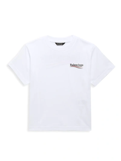 Shop Balenciaga Little Kid's & Kid's Political Logo T-shirt In White Black