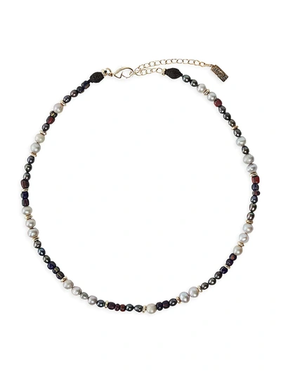 Shop Akola Yuzu Baroque Pearl & Mixed Glass Beaded Necklace In Gold