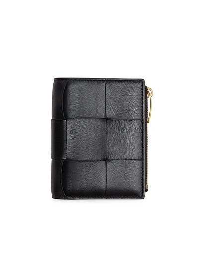 Shop Bottega Veneta Women's Mini Bi-fold Leather Wallet In Plum