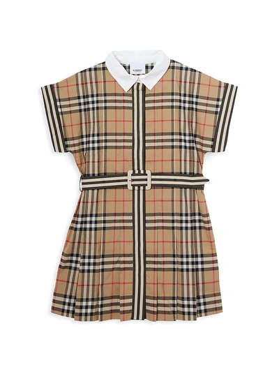 Shop Burberry Little Girl's & Girl's Leah Archive Plaid Dress In Archive Beige