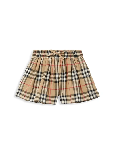 Shop Burberry Baby's & Little Girl's Marcy Check Cotton Shorts In Archive Beige