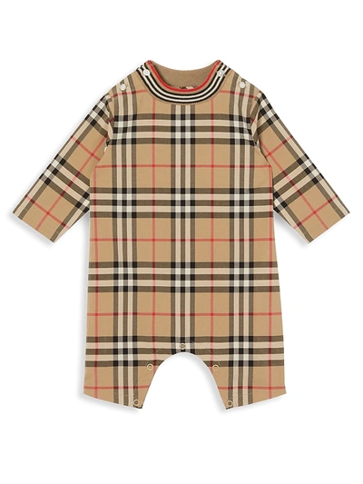 Shop Burberry Baby's Michael Archive Plaid Coverall In Archive Beige