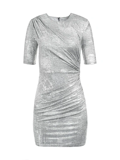 Shop Alice And Olivia Delora Ruched Dress In Silver