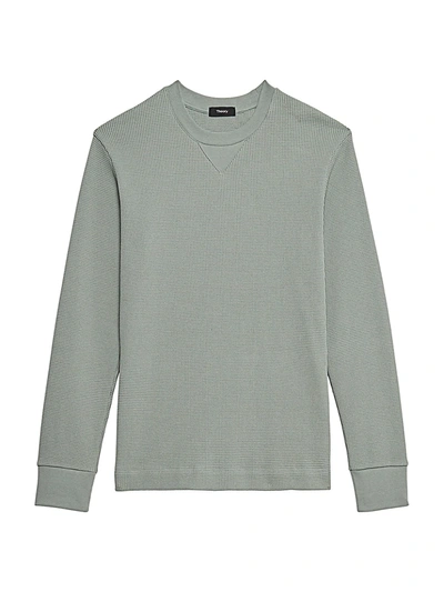 Shop Theory Mattis Waffle-knit Crew Pullover In Fennel