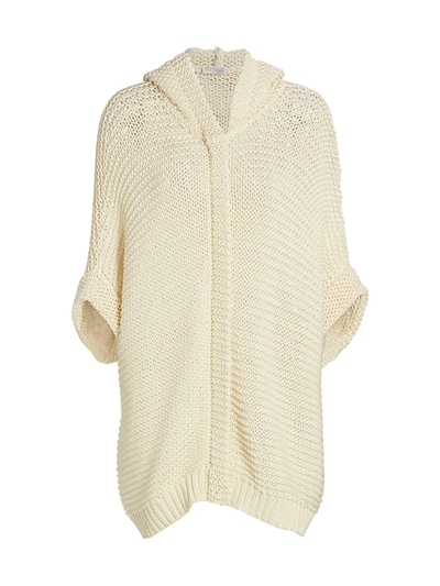 Shop Brunello Cucinelli Hooded Cotton Cardigan In Natural