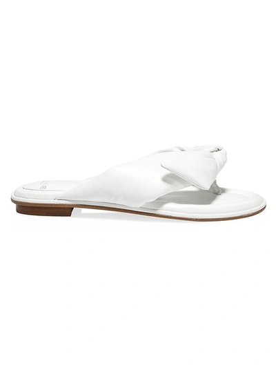 Shop Alexandre Birman Clarita Bow Leather Thong Sandals In White
