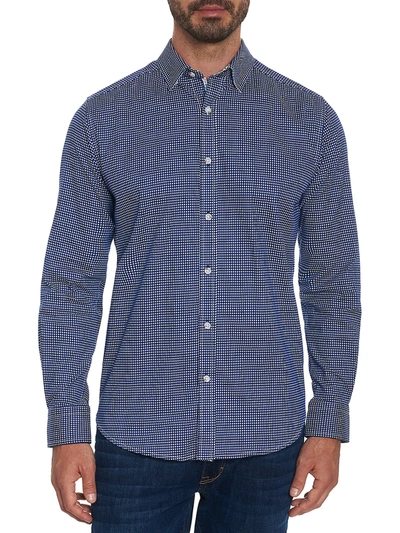 Shop Robert Graham Men's Augusto Tailored-fit Micro Windowpane Sport Shirt In Navy