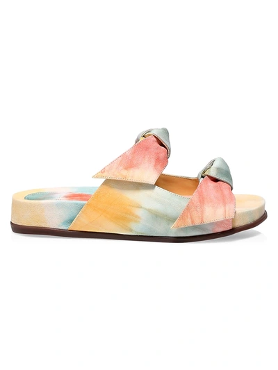 Shop Alexandre Birman Clarita Bow Tie-dye Leather Slides In Washed