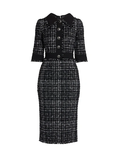 Shop Dolce & Gabbana Women's Tweed Pencil Dress In Black