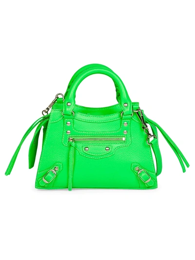 Shop Balenciaga Women's Nano Neo Classic Leather Satchel In Neon Green