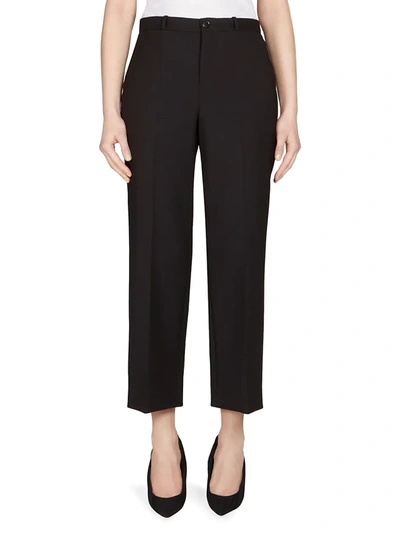 Shop Balenciaga Women's Cropped Wool-blend Pants In Noir