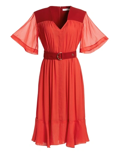 Shop Chloé Women's Silk Mousseline Dress In Sepia Orange
