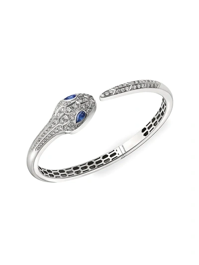 Shop Bvlgari Women's Serpenti Seduttori 18k White Gold, Diamond & Sapphire Bangle Bracelet