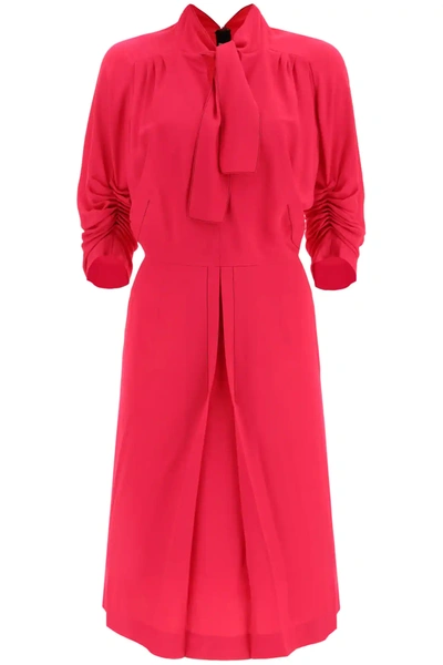Shop Marni Midi Dress With Bow In Fuchsia