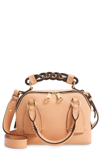 Shop Chloé Small Daria Leather Day Bag In 6i1 Peach Bloom