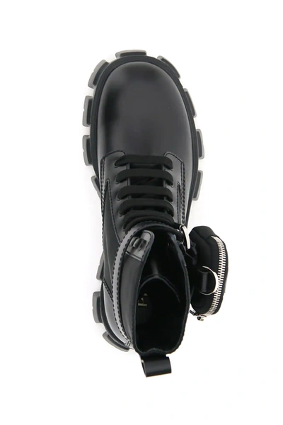 Shop Prada Monolith Boots With Pouch In Black
