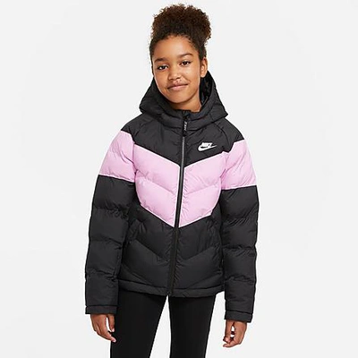 Shop Nike Kids' Sportswear Synthetic Fill Puffer Jacket In Black/light Arctic Pink/black/white