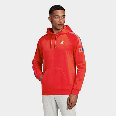 Shop Adidas Originals Adicolor 3d Trefoil 3-stripes Hoodie In Red